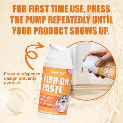 Just Try 3.38 Fl Oz Fish Oil Paste Salmon Oil & Cat Vitamins for Indoor Cats, Omega-3 Supports Skin & Coat Health, Chicken Flavor - Image 9