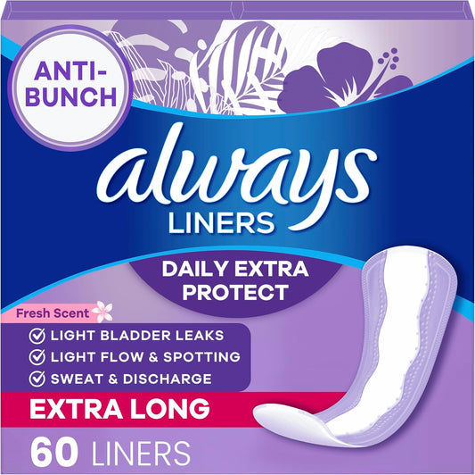 Always Daily Extra Protect Scented Panty Liners 60 Count front packaging view