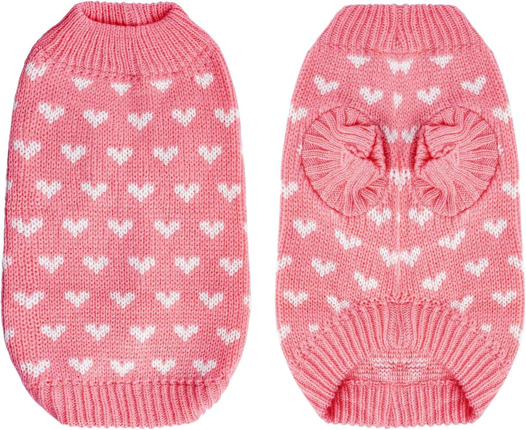 Dxhycc pink heart pattern pet pullover close up knit texture details