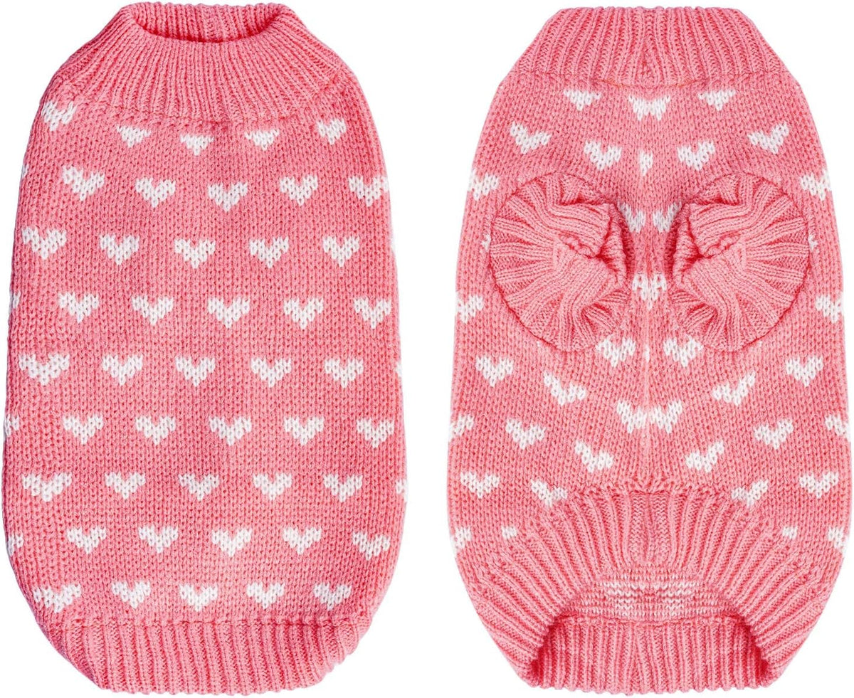 Dxhycc pink heart pattern pet pullover close up knit texture details