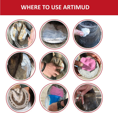 Red Horse Products Artimud natural equine clay formula showing side label information