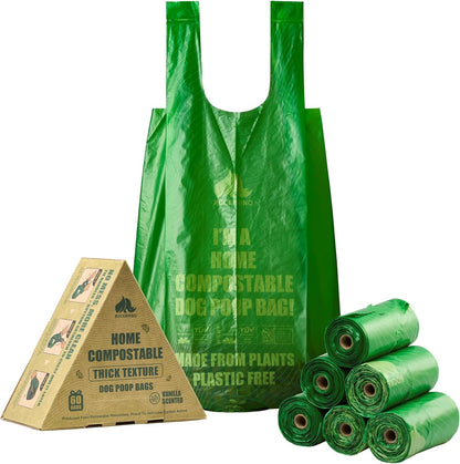 RockRhino ultra thick dog poop bags packaging front view showcasing sixty vanilla scented bags