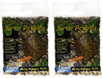 Exo Terra Turtle Pebbles packaging back detail with sizing instructions