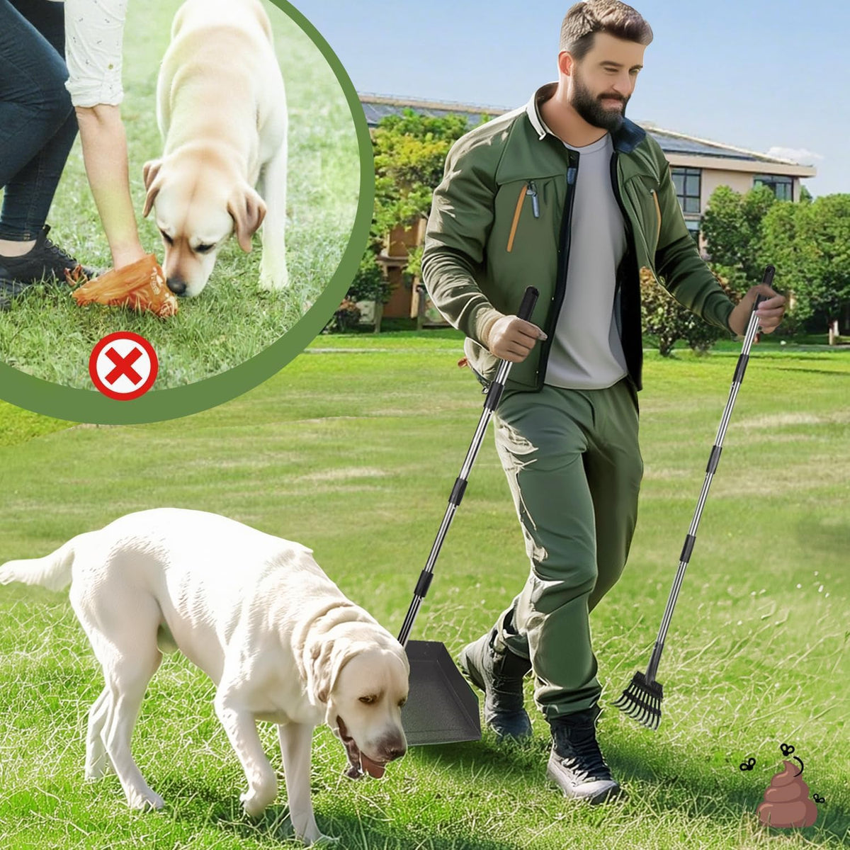 T2Y durable outdoor dog scooper set snapping together for storage.