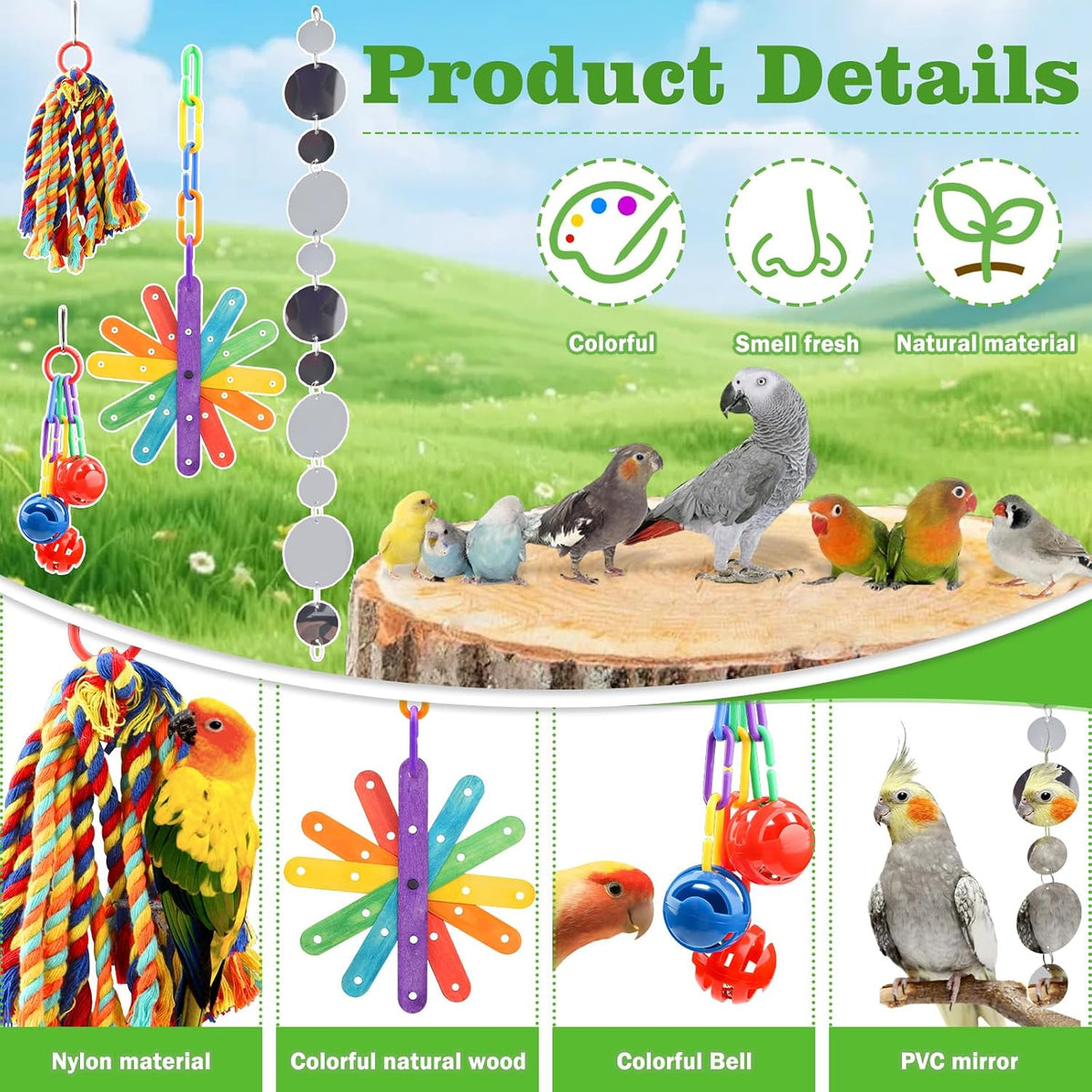 Quozuo multi-colored cotton rope shredding toy for small birds