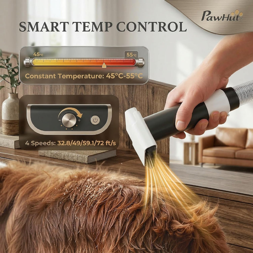 Low noise pet hair trimmer being adjusted for sensitive dogs.
