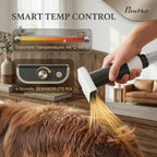 Low noise pet hair trimmer being adjusted for sensitive dogs.