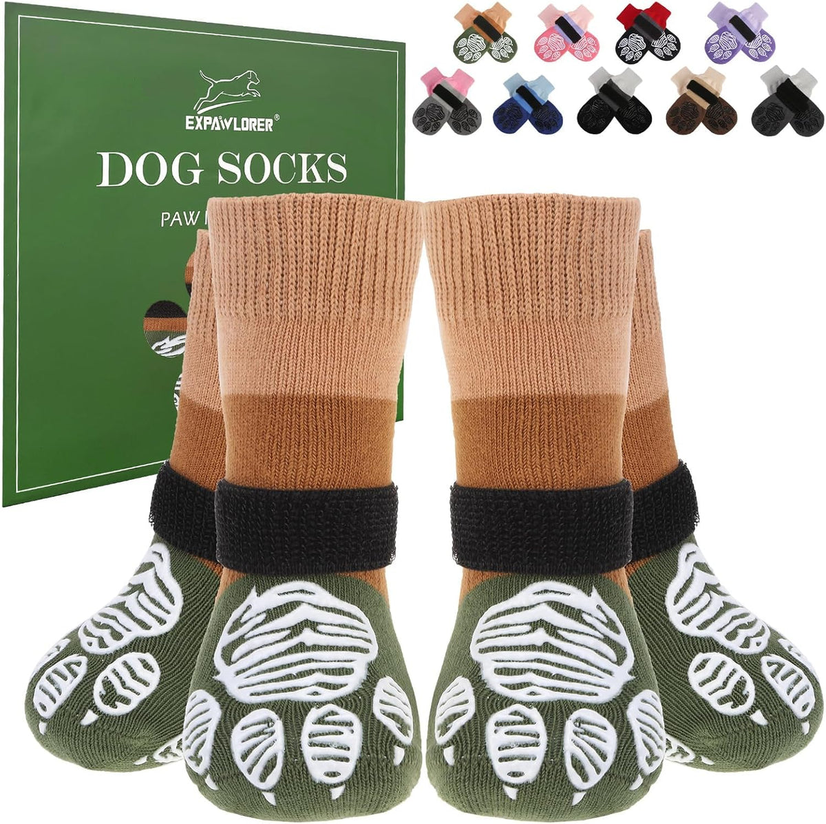 EXPAWLORER Anti Slip Dog Socks to Prevent Licking Paws, Dog Shoes for Hot Pavement Walk, Dog Booties for Hardwood Floors, Dog Boots & Paw Protectors with Grippers for Small Medium Large Senior Dogs M - Image 15