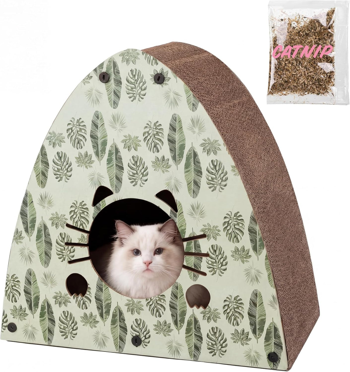 The Licker Store Koko modern triangle cat cave scratcher lifestyle display in home