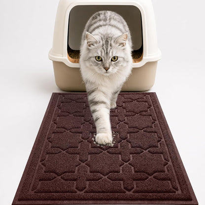 Yimobra Cat Litter Mat, Easy Clean Trapping PVC Mat with Waterproof Backing and Non Slip Bottom, Scatter Control Pad for Litter Box, 24"x20", Grey - Image 9