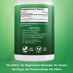 Nutritional facts panel and supplement facts displayed on the product packaging