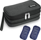 AUVON insulin cooler travel case front view showing expandable zipper design
