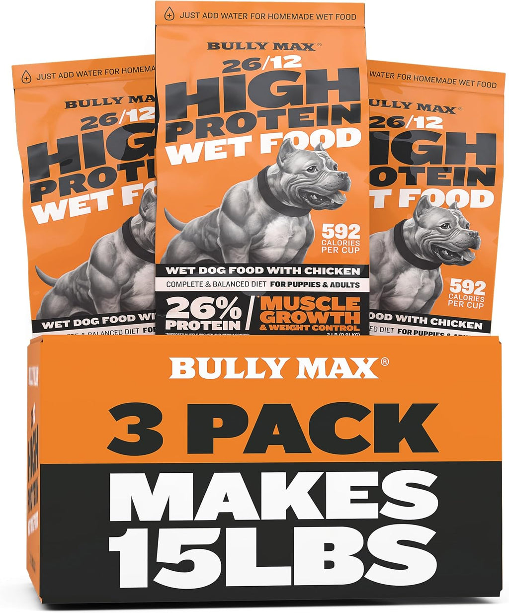 Bully Max Wet Dog Food for Adults & Puppies - Dehydrated High Protein Instant Fresh Soft Dog Food with Chicken - Healthy Muscle Growth for Small & Large Breeds - 2 Dry Pounds (Makes 5.5 lbs. Wet Food) - Image 10