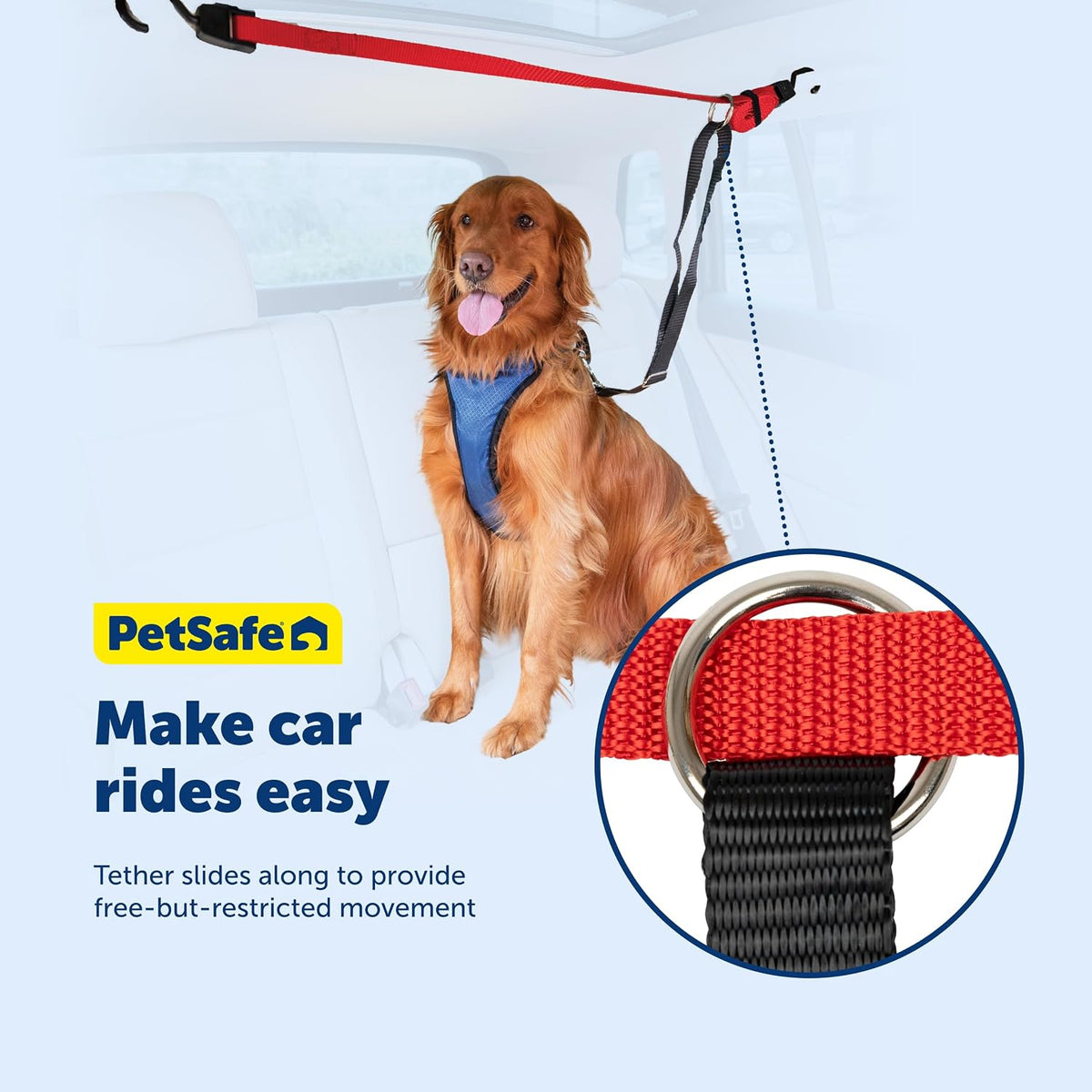 Side view of PetSafe dog zipline showing mobility range