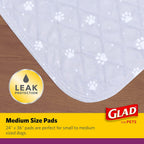 Two pack gray dog pee pads with paw print pattern