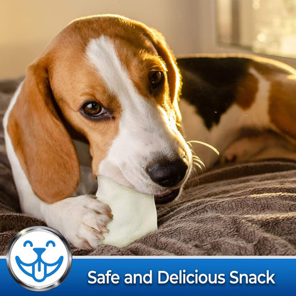 Pet Magasin natural rawhide chips packaging back view showing safety tips