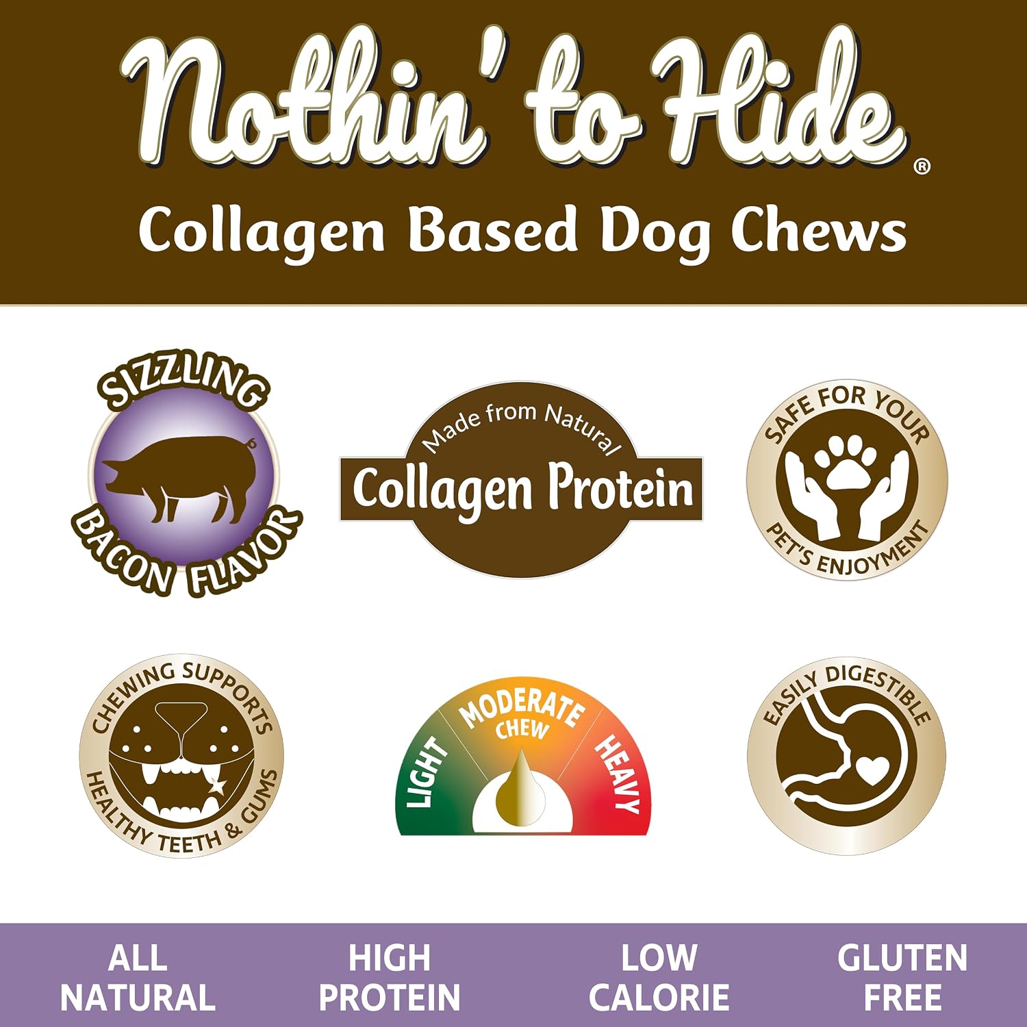 Fieldcrest Farms collagen based dog chews showing flip chip shape texture