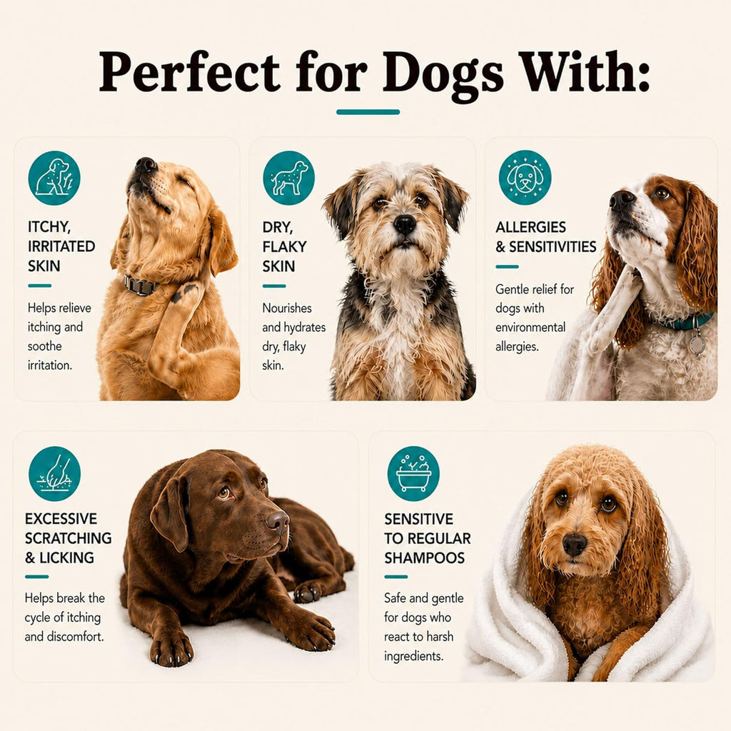 Bottle of Natural Dog Company oatmeal dog shampoo 12 fluid ounce