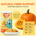 Serving suggestion of freeze dried pumpkin topper on cat food