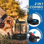 Lesotc large dog water dispenser 2200ml being held by the carrying strap.