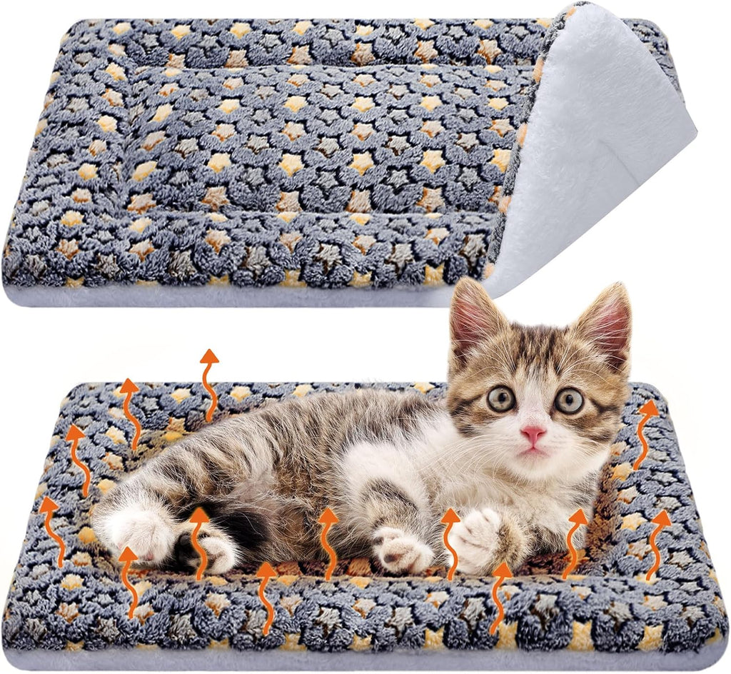 VitalCozy 2 Pack Self Warming Cat Mat Self Heating Pad Bed Reversible Machine Washable Reflects Body Heat Warm Thermal Pet Pad Crate Blanket for Feral and Indoor Cat (Star,17'' X 17'') - Image 9