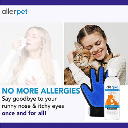 Allerpet Cat Dander Remover with green tea and chamomile extracts for conditioning cat fur.