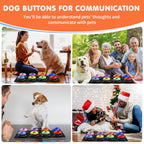 An interactive dog training session demonstrating positive reinforcement using recordable sound buttons.