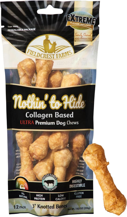 Fieldcrest Farms Nothin To Hide Ultra Knotted Bone dog treats front packaging view