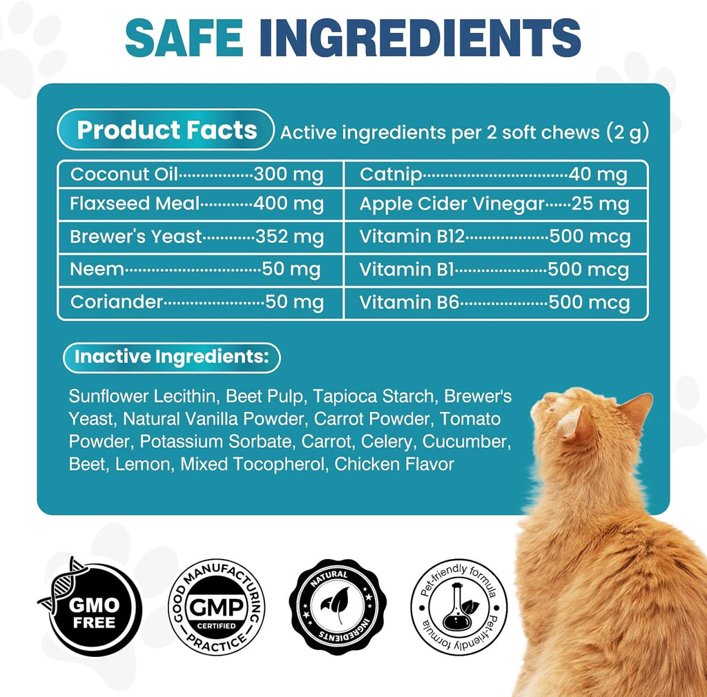 Daily vitamin B and brewer's yeast cat chewable tablets for pest resistance