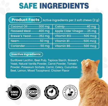 Daily vitamin B and brewer's yeast cat chewable tablets for pest resistance
