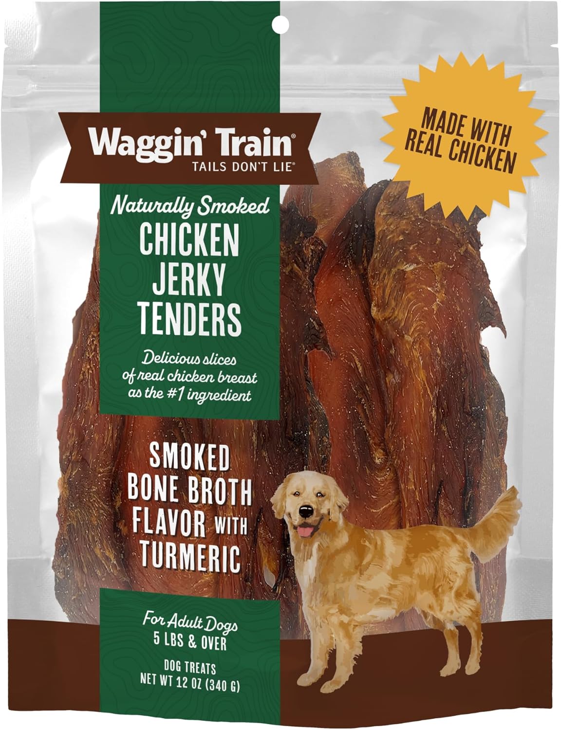 Waggin' Train Smoked Chicken Jerky Tenders for Dogs with Turmeric and Human Grade Bone Broth, Grain and Corn Free, High Protein, Premium Limited Ingredient 100% Real Chicken Dog Treats, 24 oz. Pouch - Image 10