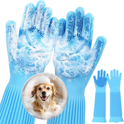 Pecute Silicone Pet Grooming Gloves for Washing Cats Dogs Bath Brush | 3,000 soft bristles, Gentle massage & deshedding, Dishwasher safe, For large/thick coats, Home/car cleaning - Image 10
