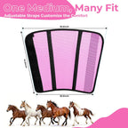 Side profile view of a horse wearing the pink ventilated mesh fly leggings
