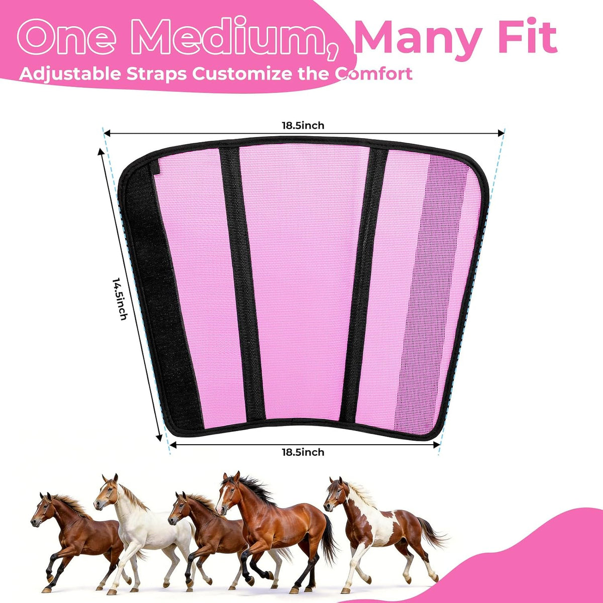 Side profile view of a horse wearing the pink ventilated mesh fly leggings