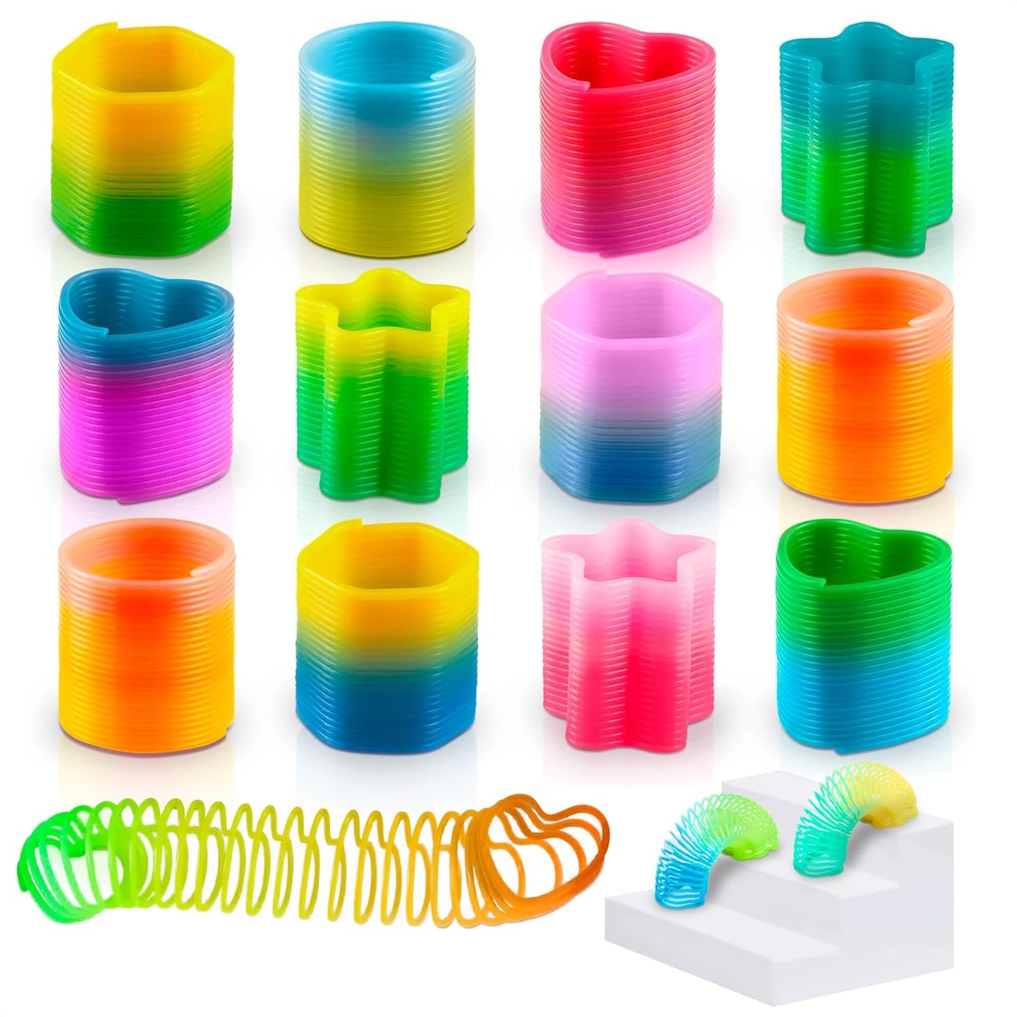 DIMROM sensory spring fidget toy pack front view showcasing colorful rainbow plastic coils