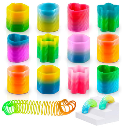 DIMROM sensory spring fidget toy pack front view showcasing colorful rainbow plastic coils