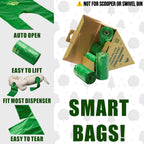 Detailed view of the smart handle design on the green colored pet disposal bag