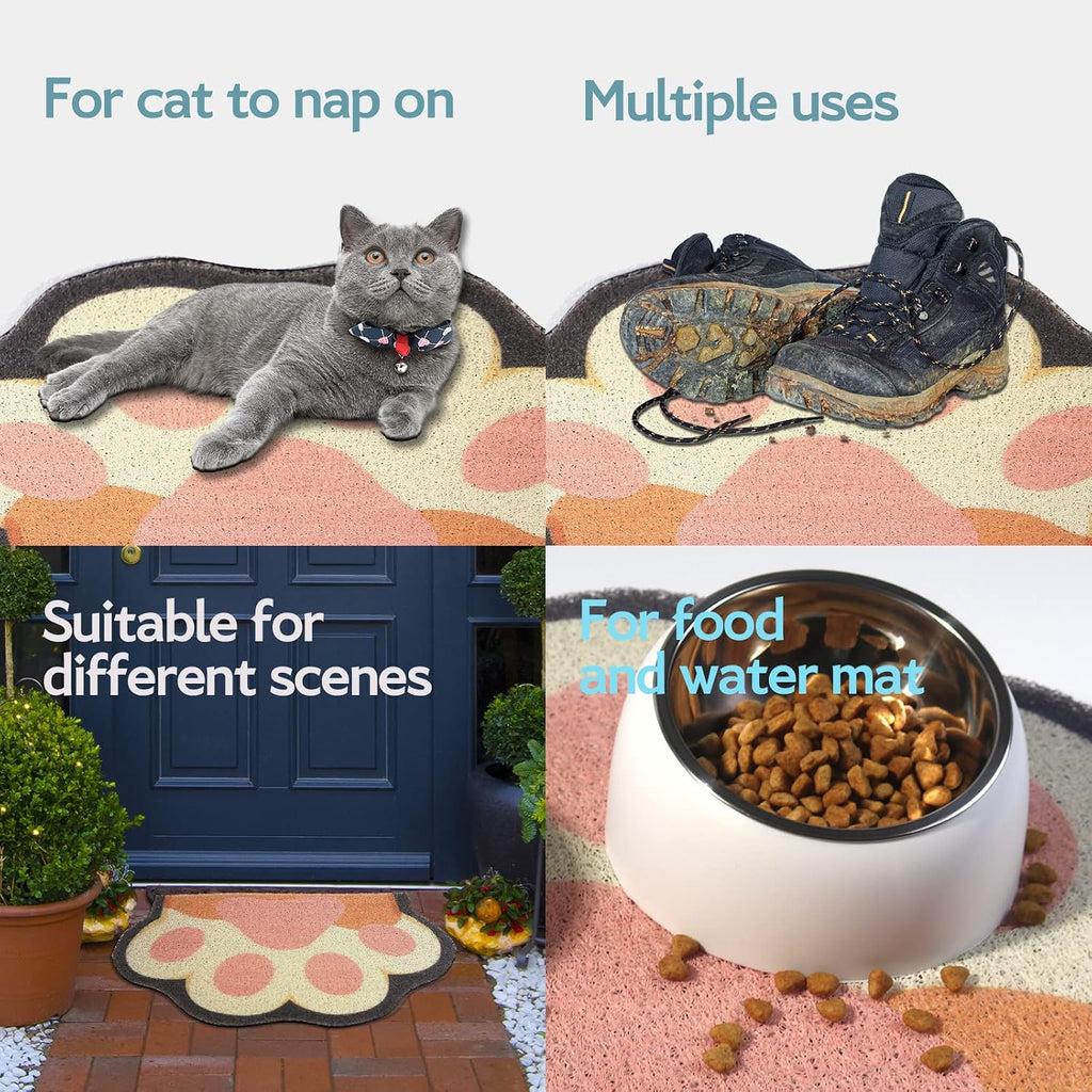 Adorable paw shaped animal print cat litter catcher mat