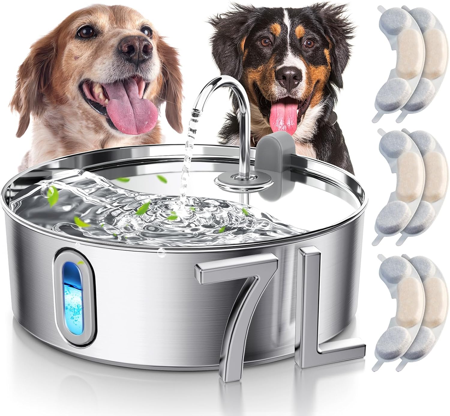 Smartoo 7L/236oz Stainless Steel Dog Water Fountain for Large Dogs - 25dB Ultra-Quiet Automatic Pet Water Dispenser with Deeper Bowl, 4-Stage Filtration - Ideal for Big Breeds, Multi-Pet Households - Image 12