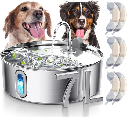 Smartoo 7L/236oz Stainless Steel Dog Water Fountain for Large Dogs - 25dB Ultra-Quiet Automatic Pet Water Dispenser with Deeper Bowl, 4-Stage Filtration - Ideal for Big Breeds, Multi-Pet Households - Image 12