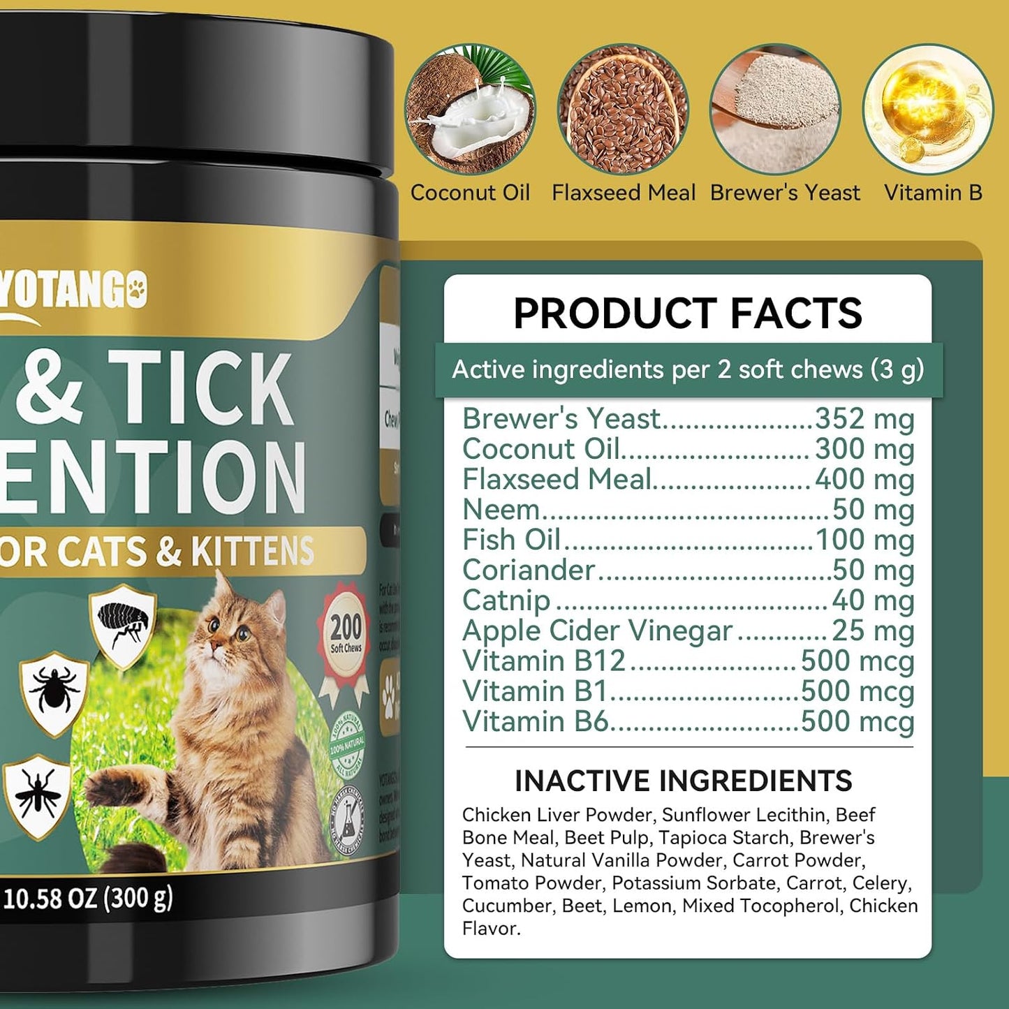 Woyamay imported USA cat flea treatment supplement jar back view