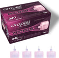 Droplet Micron Pen Needles 34G 3.5mm front view of the 100 count box