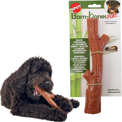 SPOT Bam-Bones Plus Branch -Bamboo Fiber & Nylon, Durable Long Lasting Dog Chew for Aggressive Chewers - Great Toy for Adult Dogs & Teething Puppies Under 60lbs, Non-Splintering, 5.75in, Beef Flavor - Image 15