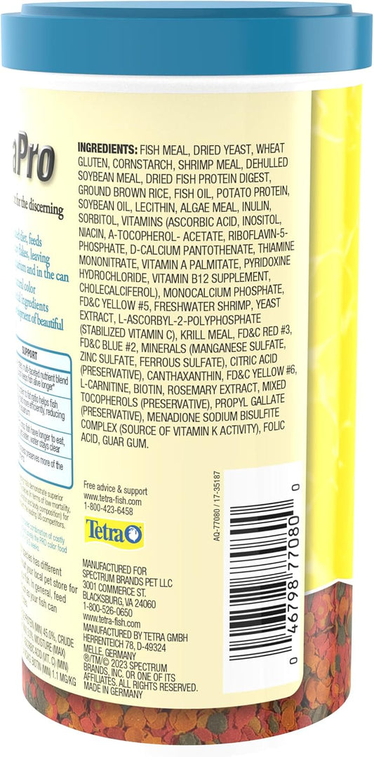 TetraPro fish food crisps packaging showing nutrient benefits