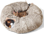 Cat Tunnel with Cat Bed for Indoor Cats, Under Christmas Tree Soft Plush Peekaboo Cat Cave Donut Tunnel, Multifunctional Playground Toys Hideplace for Kittens, Rabbit, Ferret (Grey) - Image 10