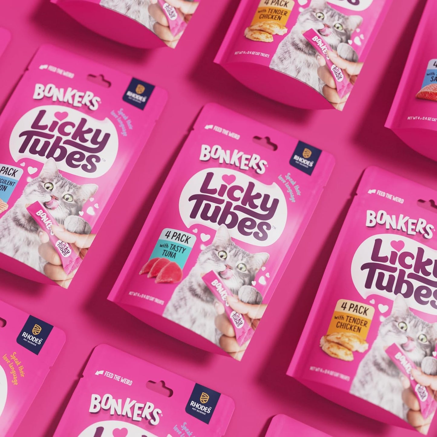 Four pack of Bonkers tuna lickable cat treats