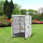 Weatherproof light blocking bird cage shield draped on cage