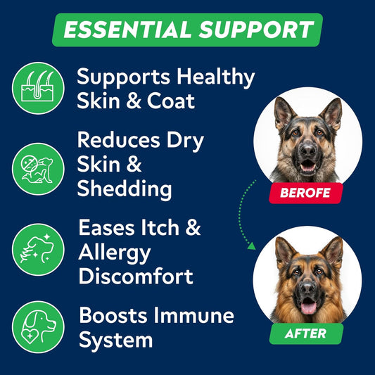 StrellaLab wild Alaskan salmon oil soft chews for dog skin and coat supplement.