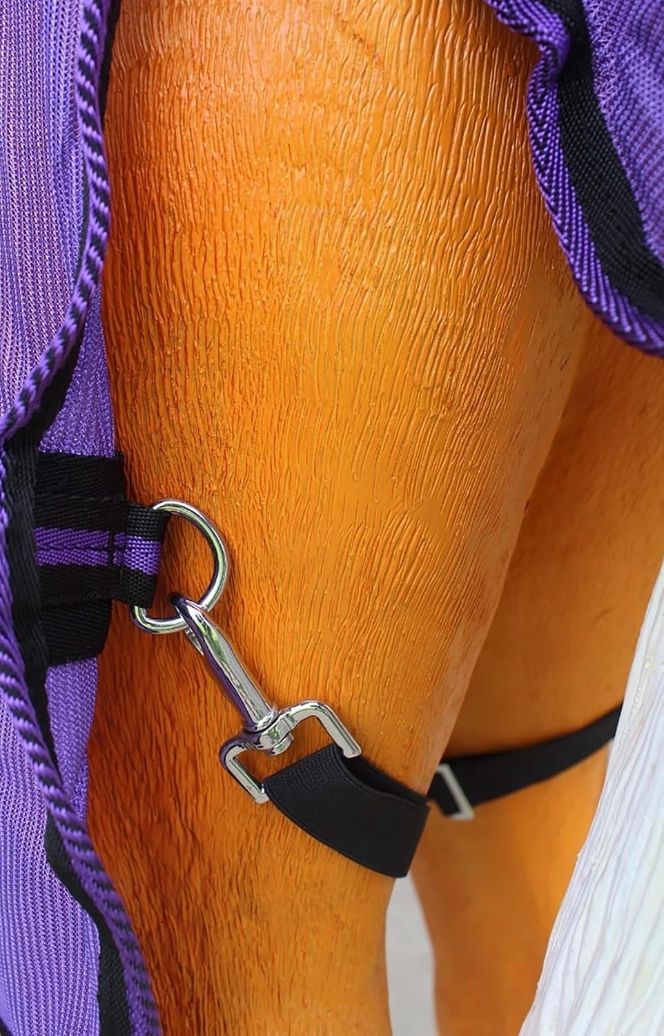 Rear angle of Challenger miniature horse sheet highlighting built in tail cover protection