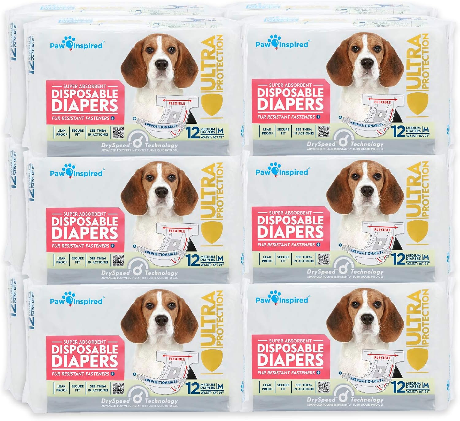 Paw Inspired female dog diaper flexible gathered elastic leg edges